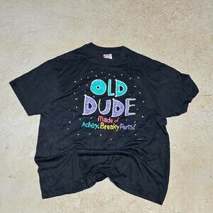 90s Old Dude Made Of Achey Breaky Parts Hanes Heavyweight 50/50 tee Sz XL Funny